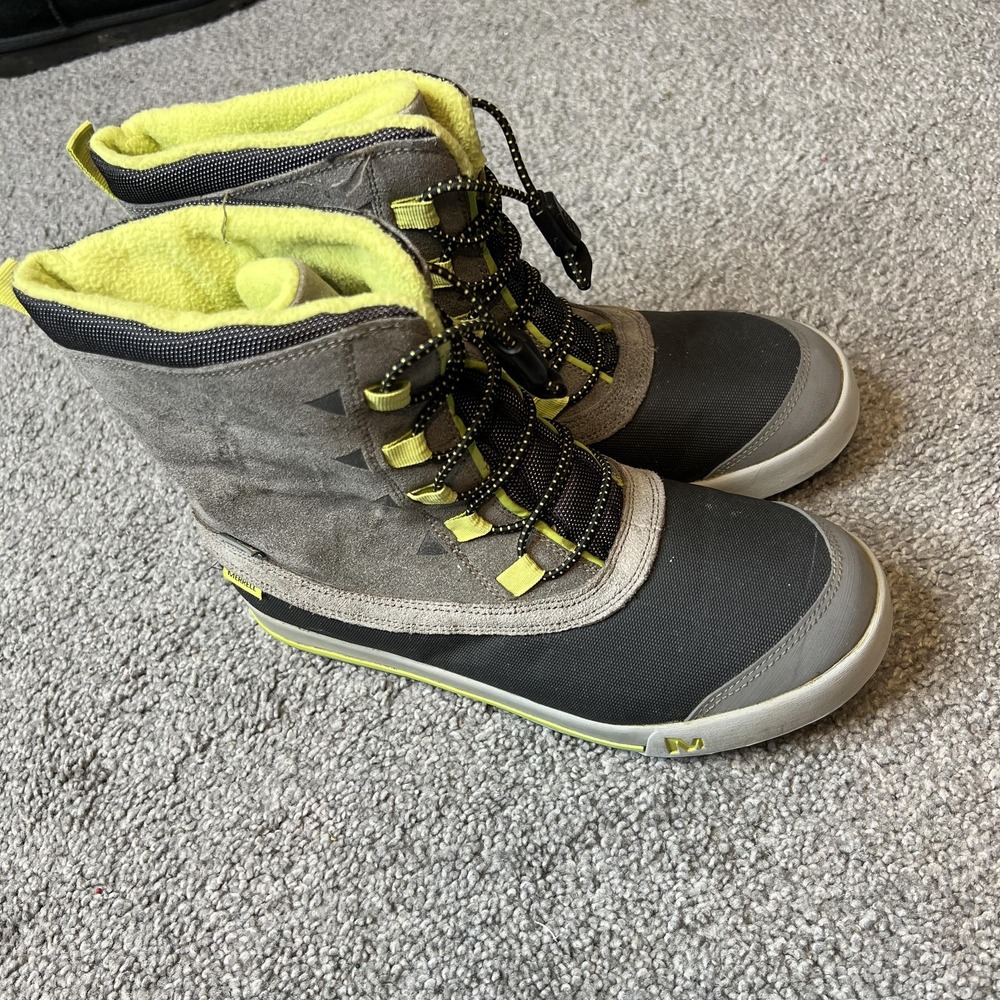 Merrell Snow Bank Waterproof Boots Kids Youth Size 5 Gray Insulated Winter‎ Warm